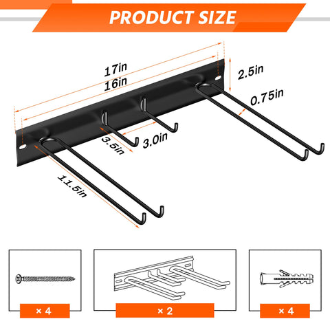 Ultrawall ski rack extended-hooks supports boots and poles neatly.