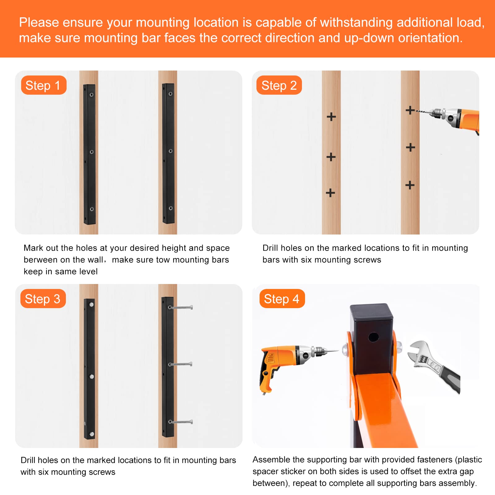 Ultrawall space-saving wall rack helps organize tools and long items.