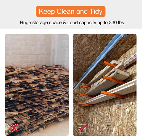 Ultrawall wall mount wood organizer in garage demonstrates space efficiency