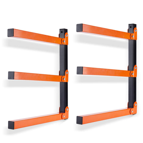 Ultrawall wall mount wood organizer 3-level stores long boards neatly in your garage.