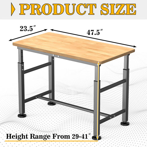 Ultrawall workbench showing eight adjustable height positions for comfort
