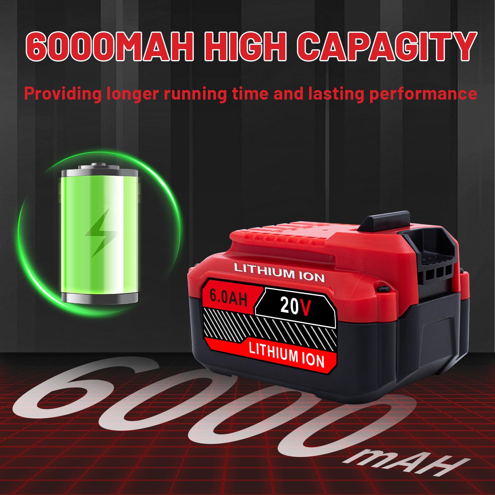 Ultraxxis 6.0Ah battery with LED indicator for smart power management