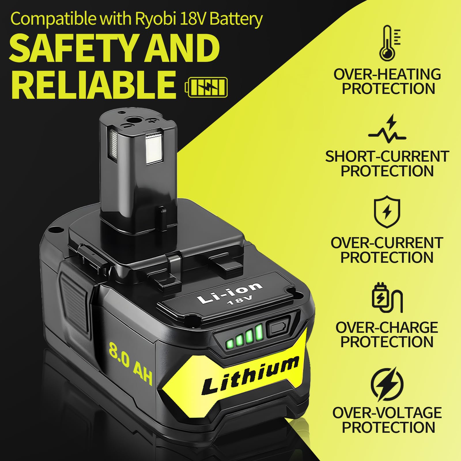 Ultraxxis battery compatible with Ryobi ONE+ tools for versatile use