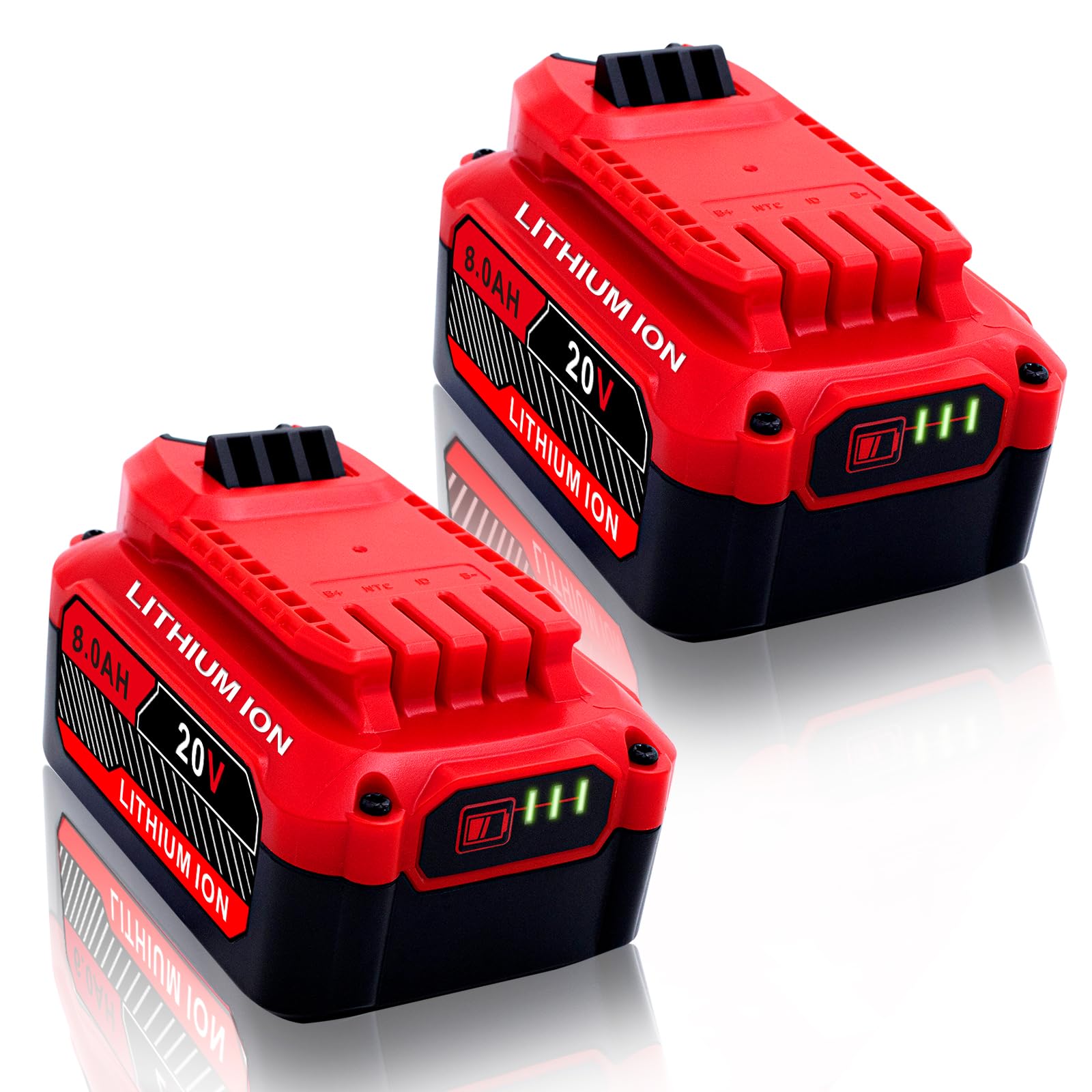 Ultraxxis Upgrade 20V 8Ah battery pair powering Craftsman tools for extended runtime.