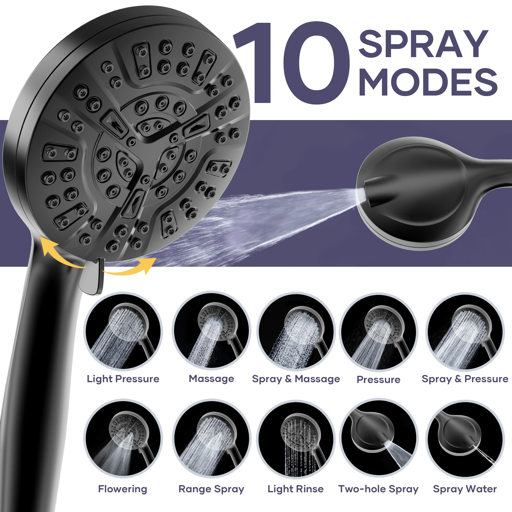 UltrTxenova 5-inch handheld shower for targeted cleansing and flexibility
