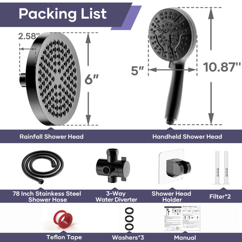 UltrTxenova black finish on the dual shower head for durable style