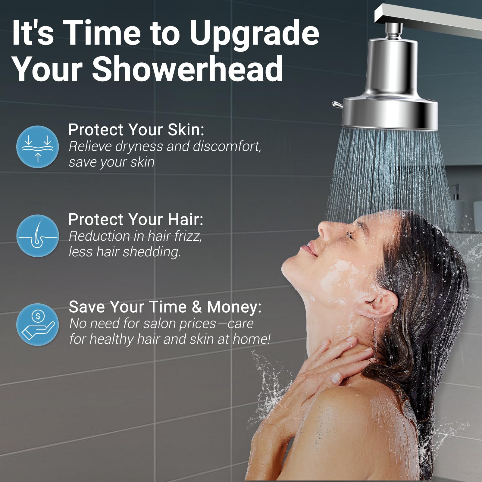 UltrTxenova filtered shower head 6-modes closeup highlights versatile spray options for any preference