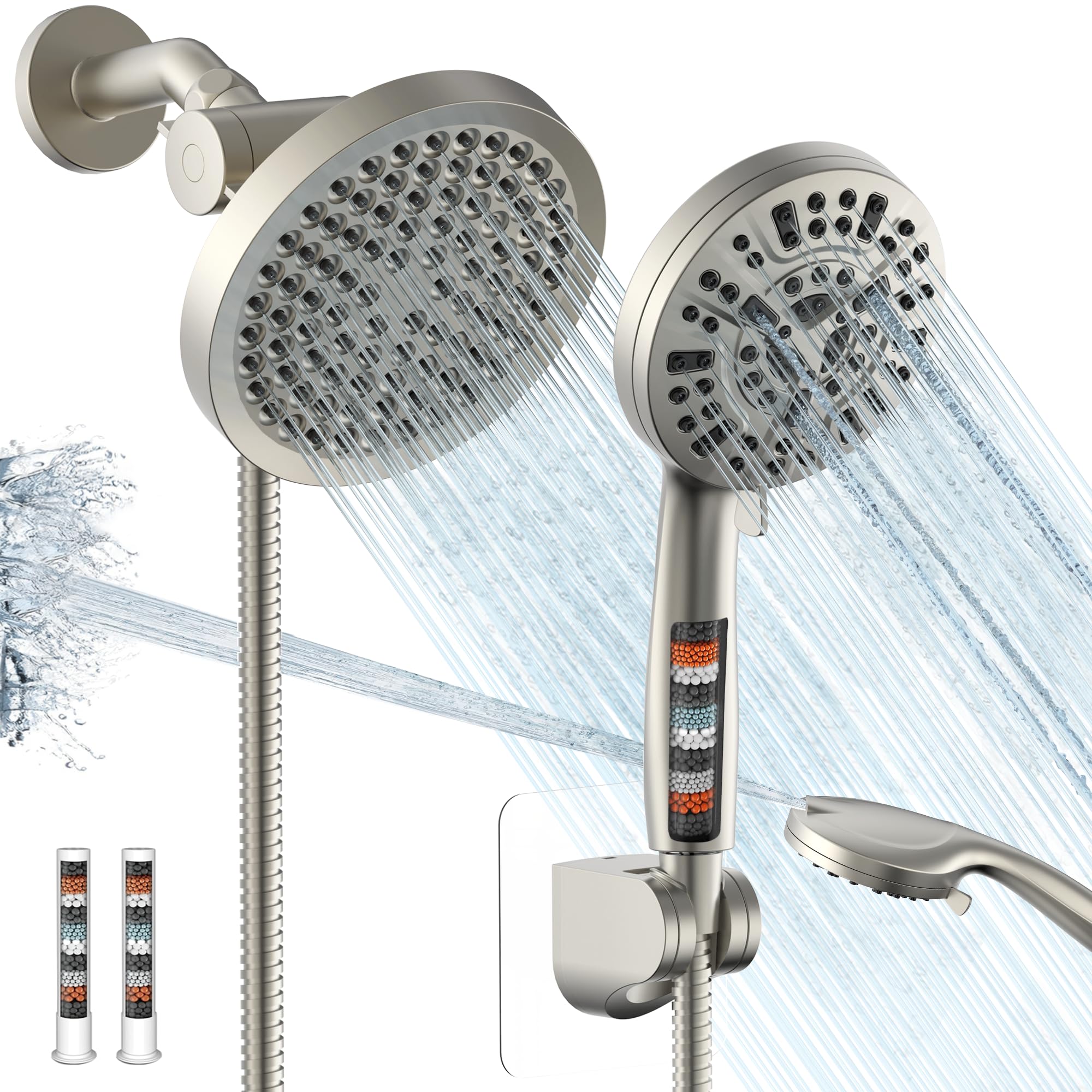 UltrTxenova 6in rain showerhead delivers wide, soothing coverage.