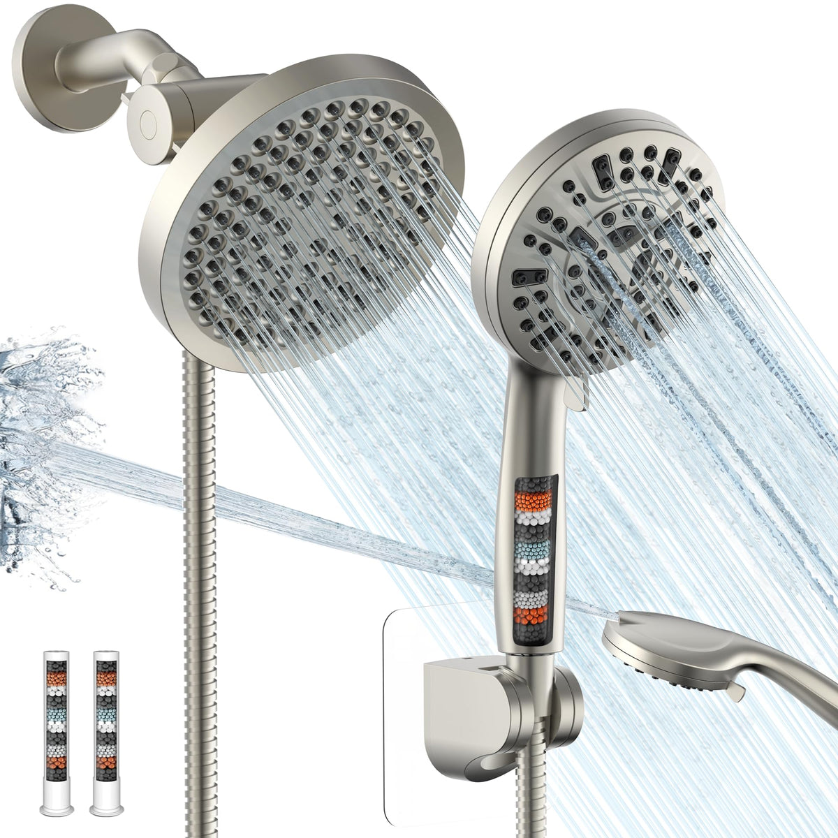 UltrTxenova 6in rain showerhead delivers wide, soothing coverage.