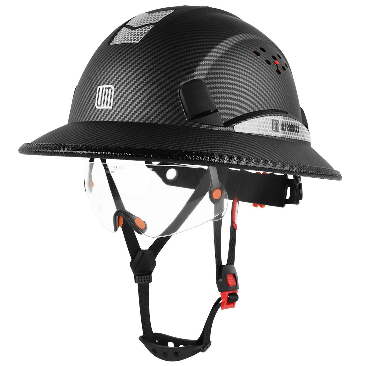 UM Ultramaxx full brim hat with built-in visor shields debris from eyes and sun