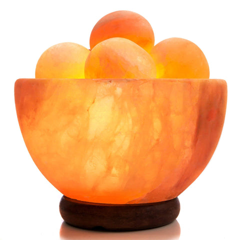 UMAID Himalayan salt lamp bowl with warm amber glow for calm ambience.