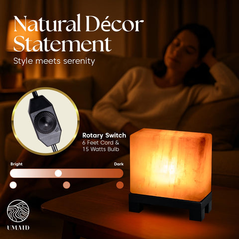 Lamp glowing softly to create a calming atmosphere in living spaces.
