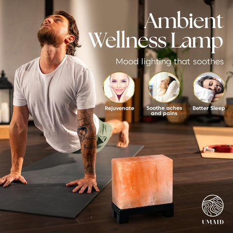 Wooden base with dimmable cord allows tailored brightness for any moment.