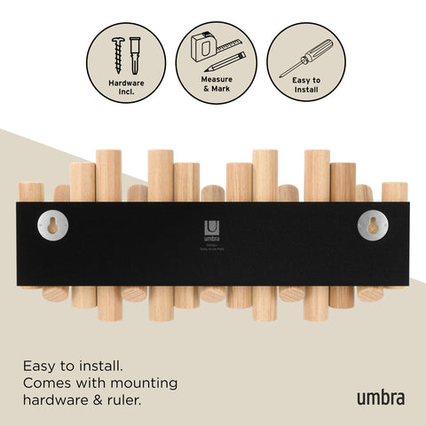 Umbra Picket multiple hooks create a cohesive display with extra storage