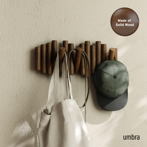 Umbra Picket shows beveled pine dowels adding warm natural texture.