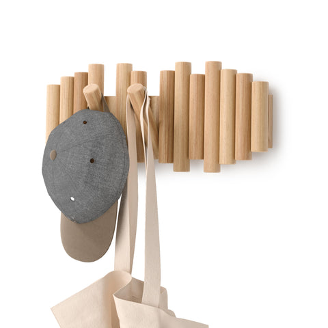 Umbra Picket wall hook with five retractable pegs for organized entryway storage