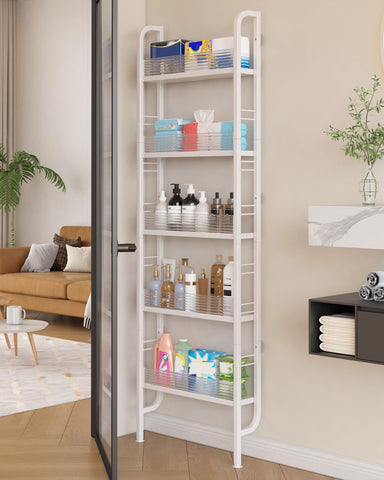 UMDONX Behind The Door 5-tier shelf saves space behind the door for compact storage.