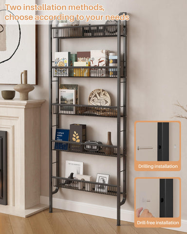 UMDONX kitchen organizer holds spices and jars while saving counter space.