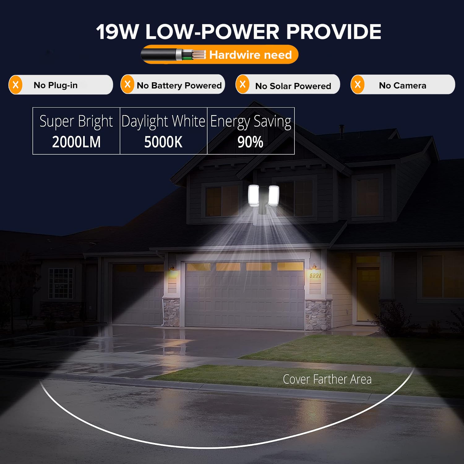 UME 19W flood light motion sensor for automatic exterior illumination