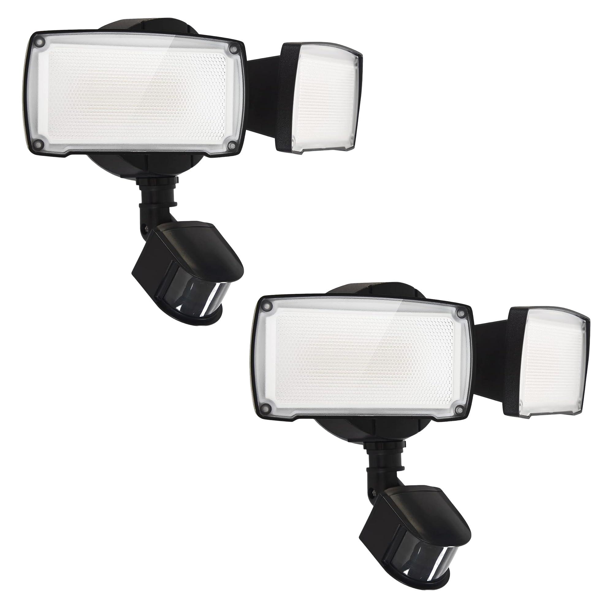 UME 2-pack 19W flood light front view with dual adjustable heads for outdoor security