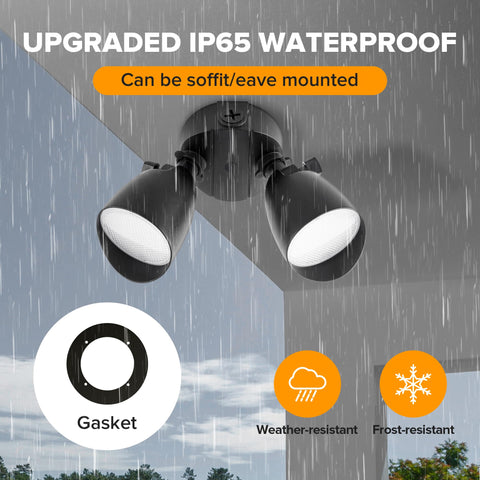 UME dual-head floodlight emits 5000K daylight white brightness.