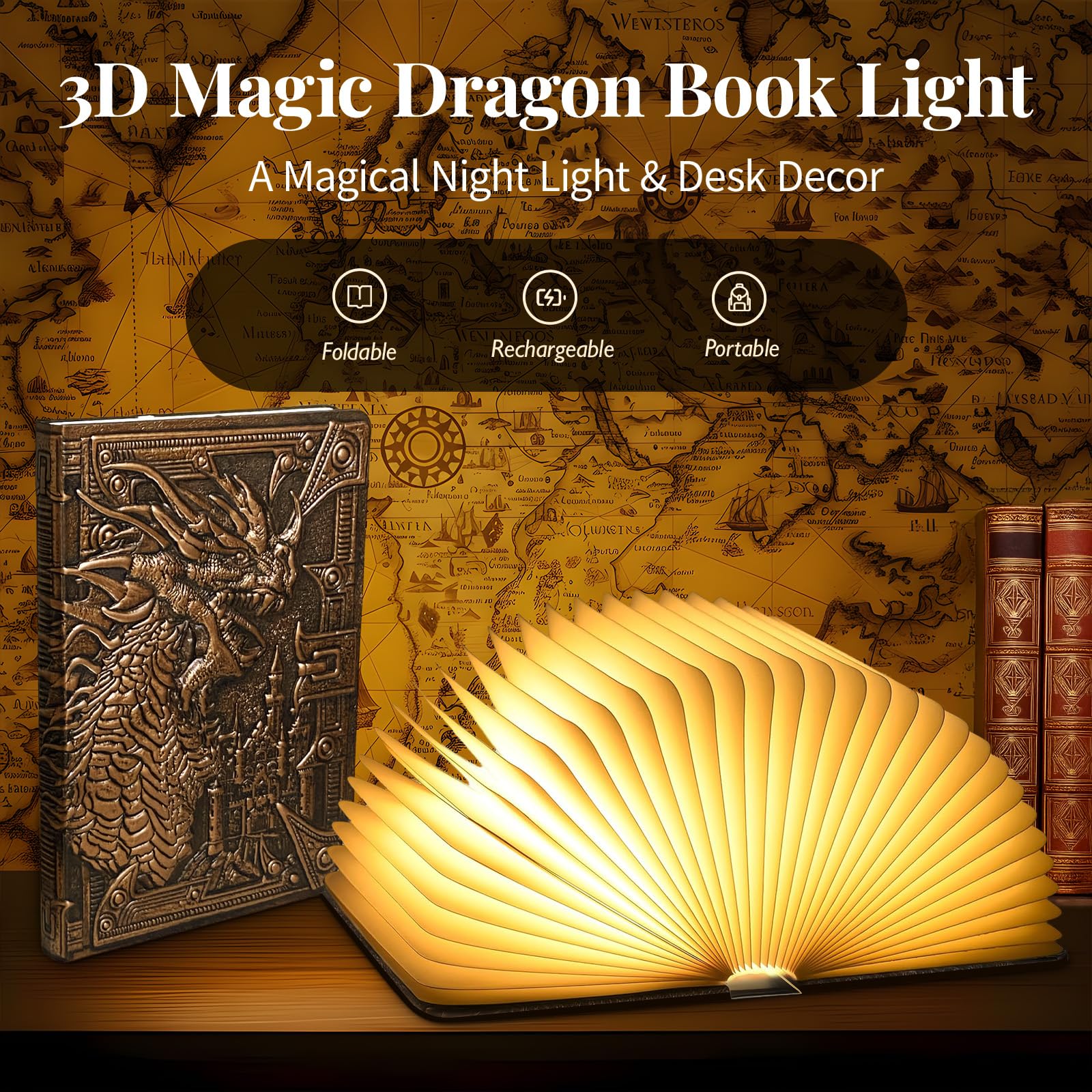 UME Dragon Book Lamp showcases 360-degree magnetic display for versatile angles.