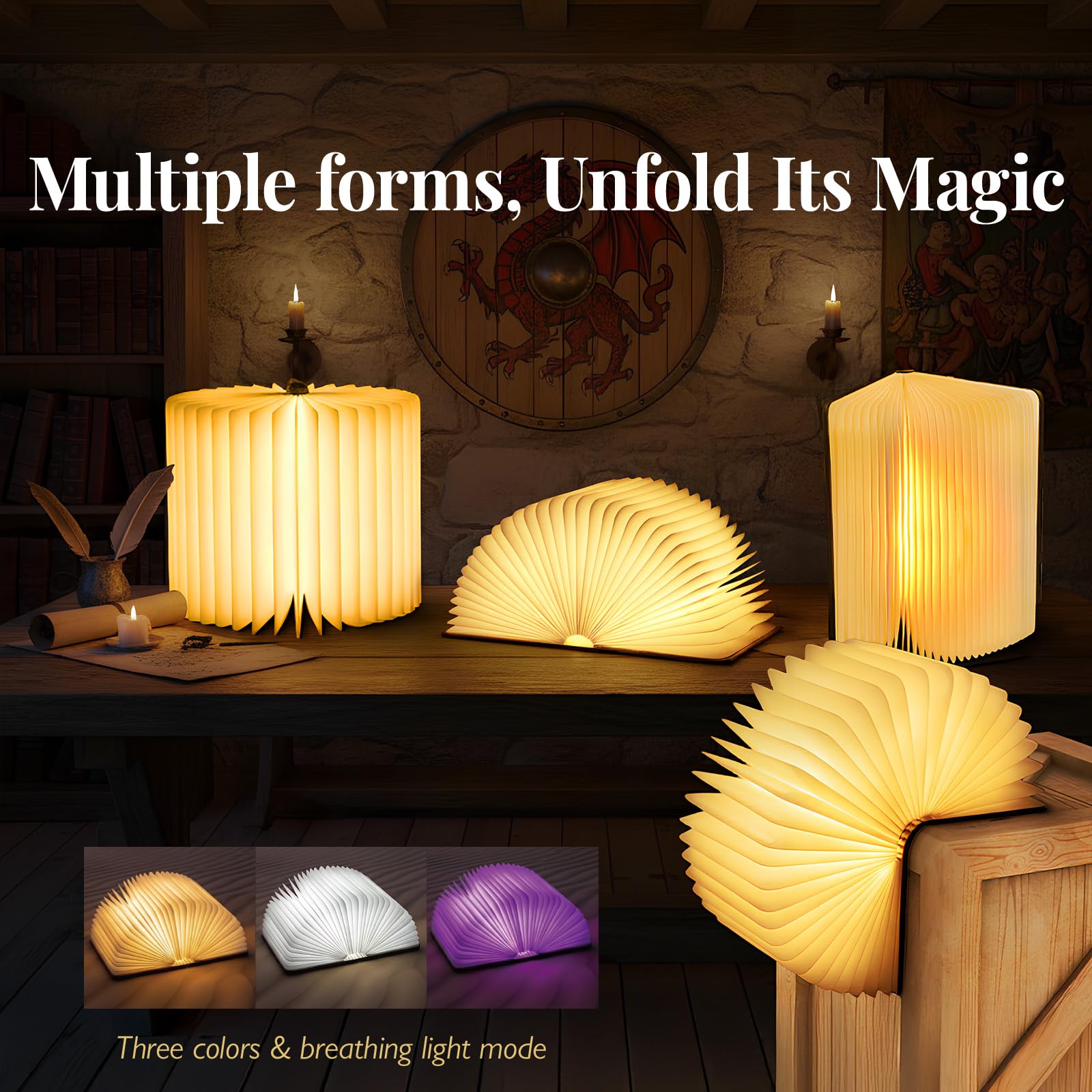 UME Dragon Book Lamp in white color provides a crisp reading glow.