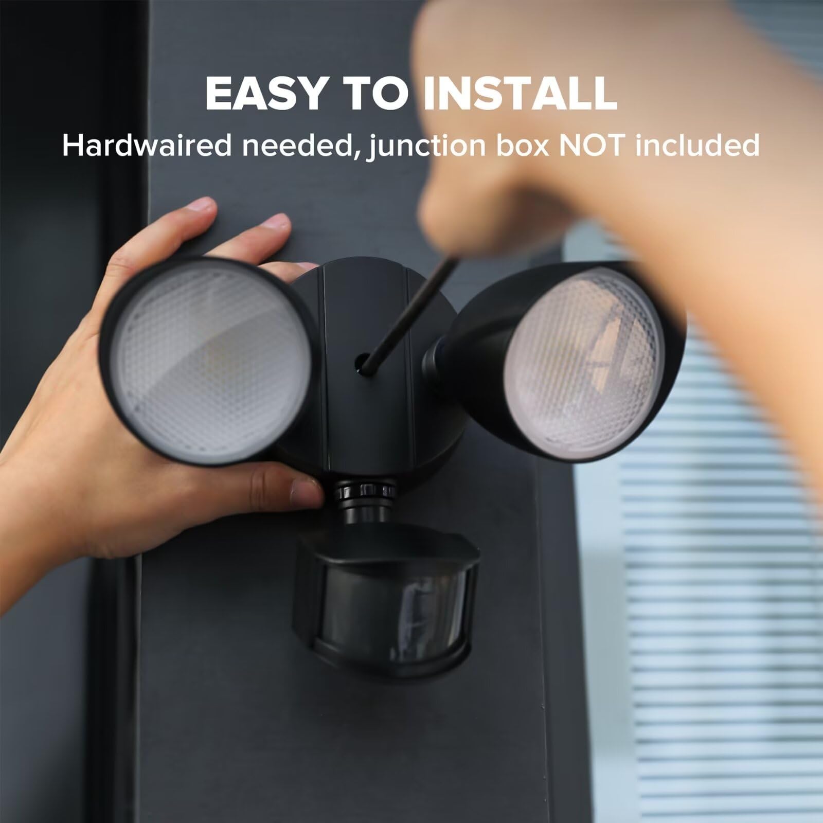 UME hardwired installation provides reliable garage and driveway illumination.