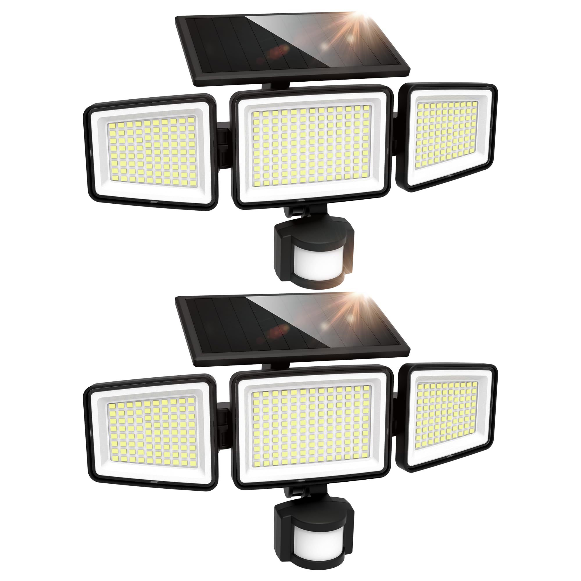 UME solar lights front view with 302 LEDs for bright exterior illumination