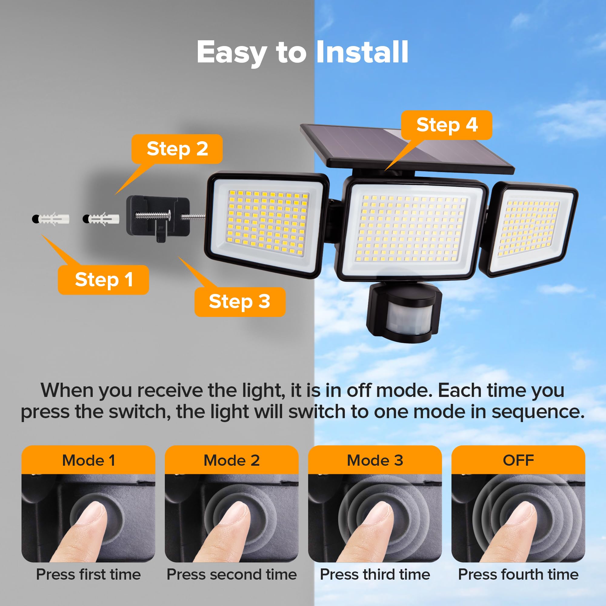 UME solar lights IP65 waterproof housing withstands all weather