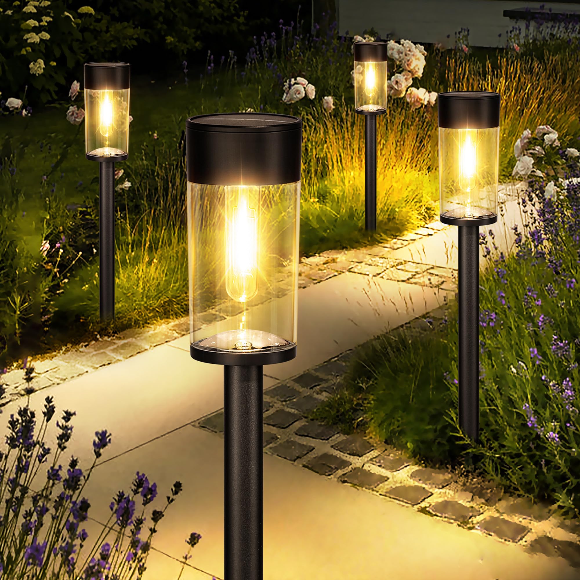 UME solar pathway light with 3000K warm LED for welcoming walkways