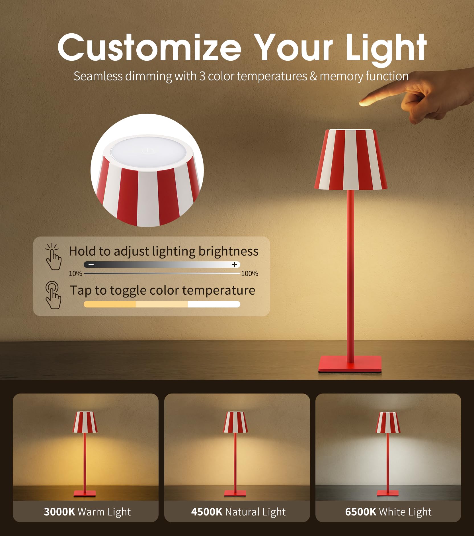 UME table lamp shows warm, neutral, and cool temps for adaptable ambience