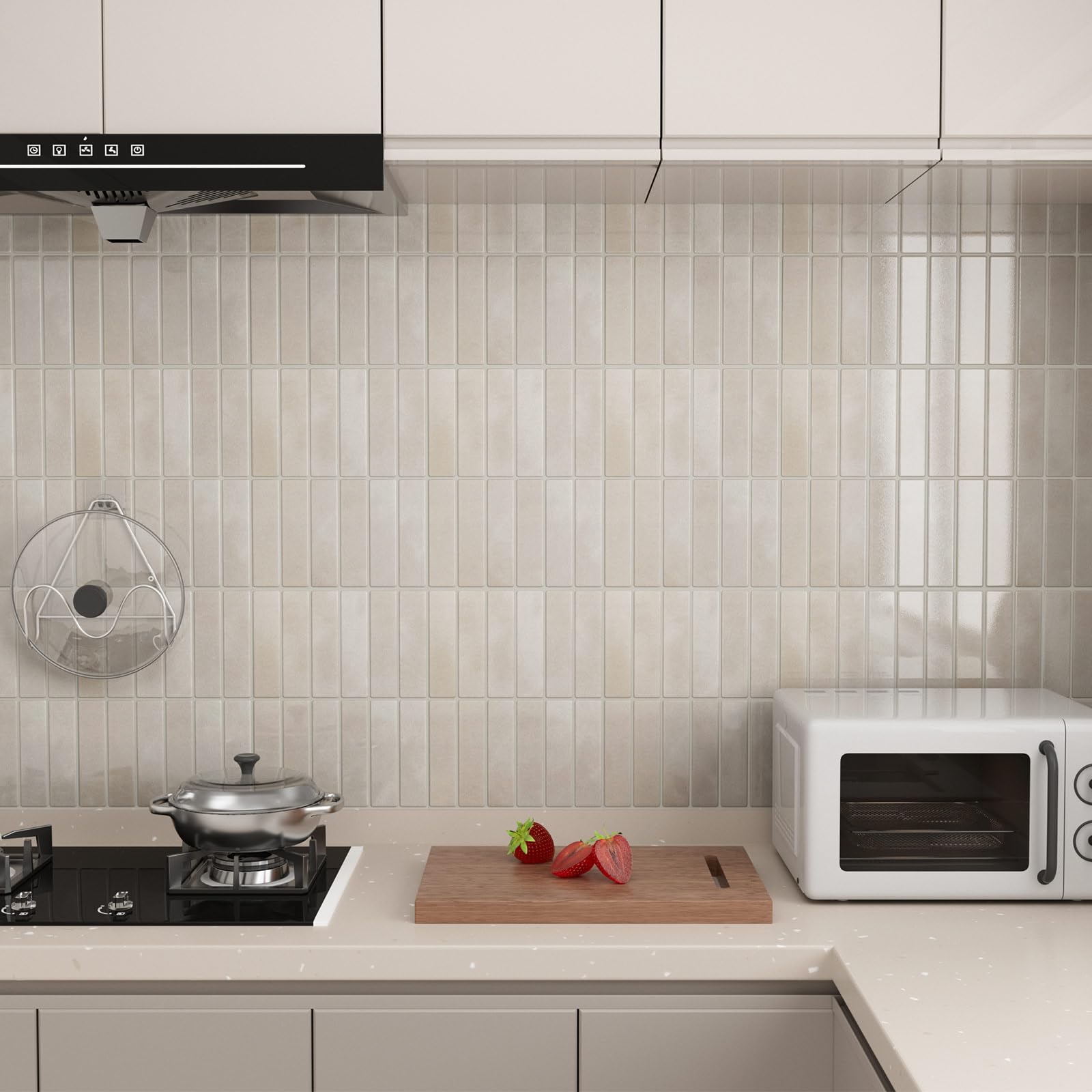 Umedol kitchen stove area with backsplash demonstrating easy application