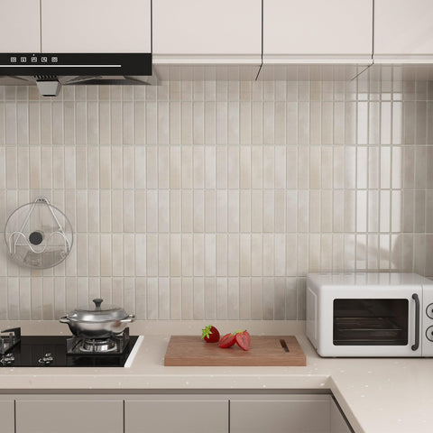 Umedol kitchen stove area with backsplash demonstrating easy application