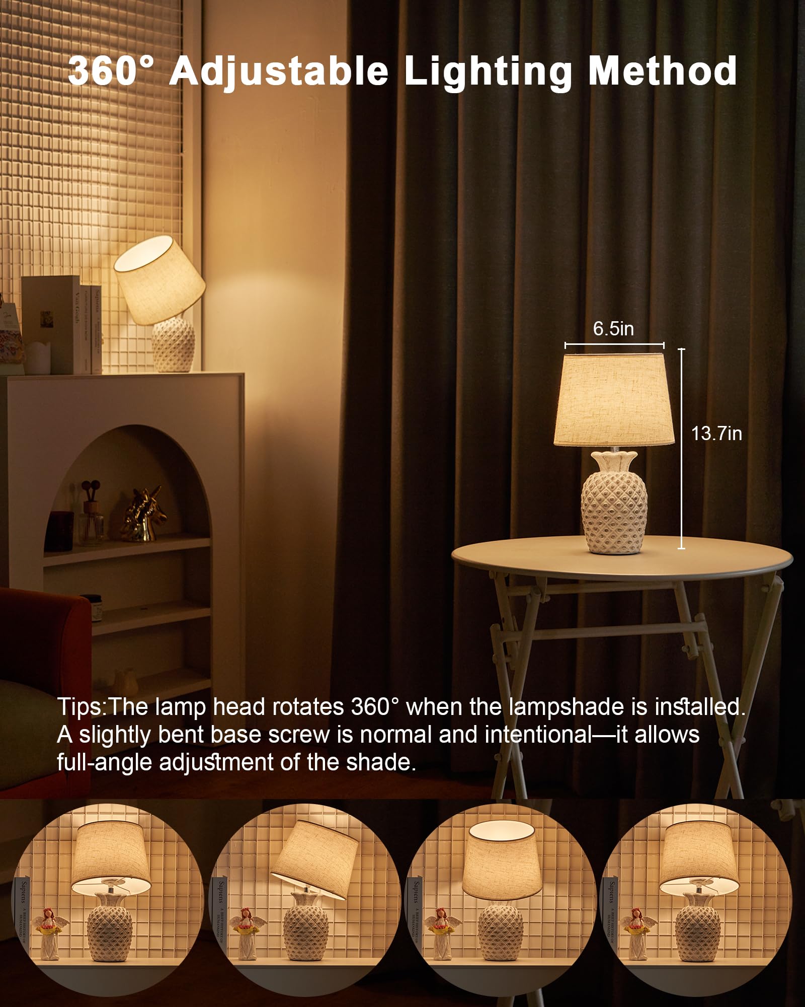 UMEXUS lampshade rotates 360° for flexible light direction.