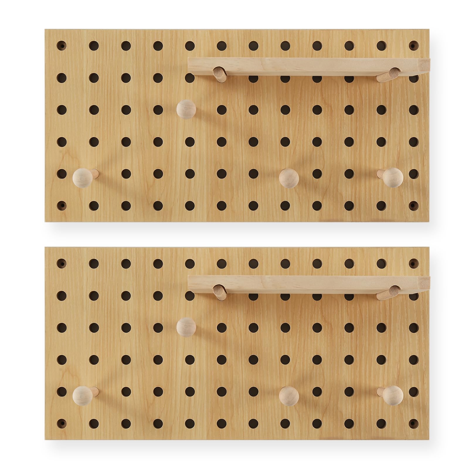 UMICAL beige wood pegboard assembly demonstrates sturdy modular storage.