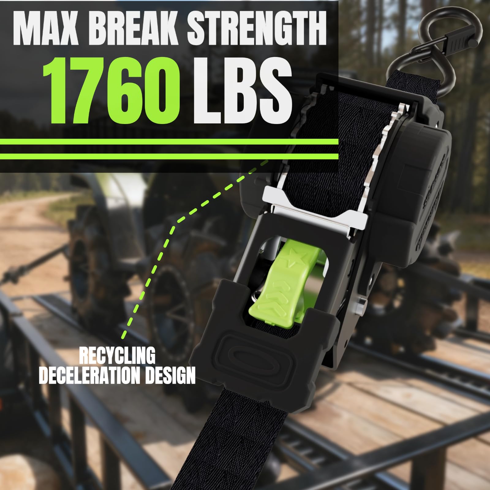 UMIRO heavy-duty cargo tie-down strap 1in for reliable motorcycle or ATV transport
