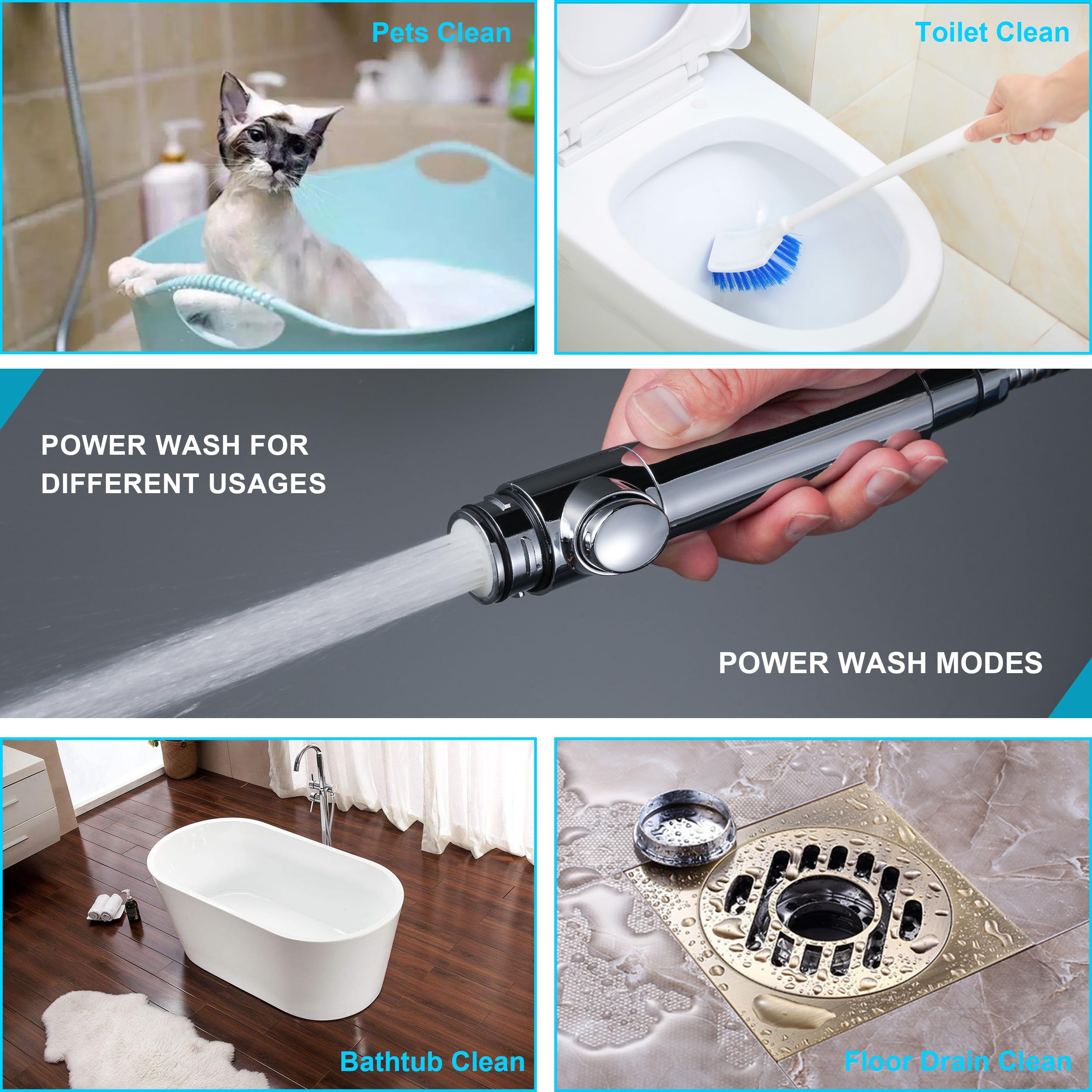 Power Wash mode on the Umyder shower head for cleaning surfaces