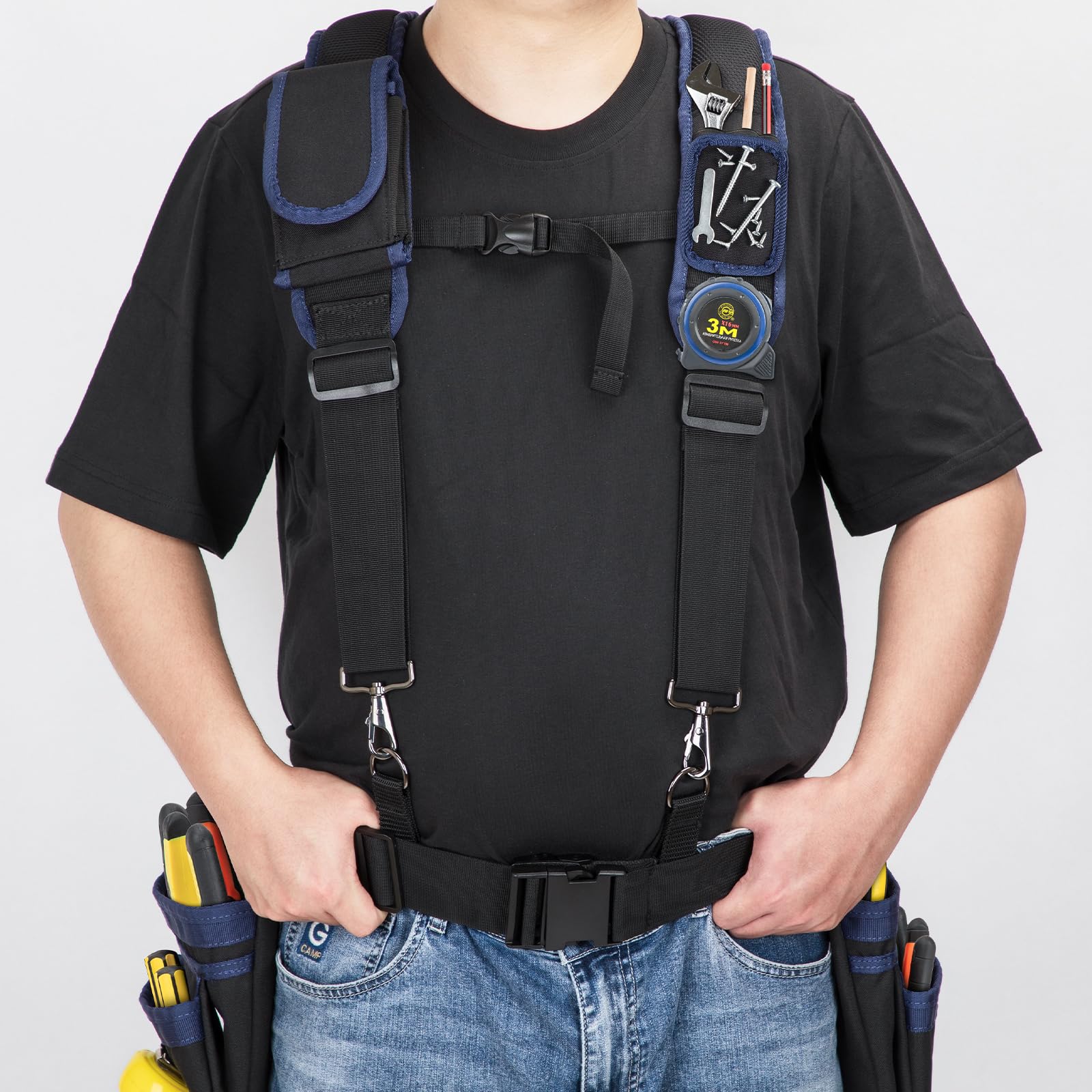 Detachable phone holder keeps plans and messages accessible on site.