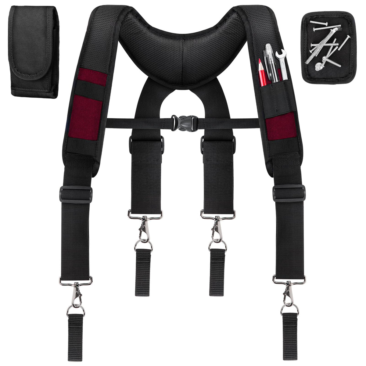 UMYLOV tool belt suspenders, front view, for comfortable all-day wear.