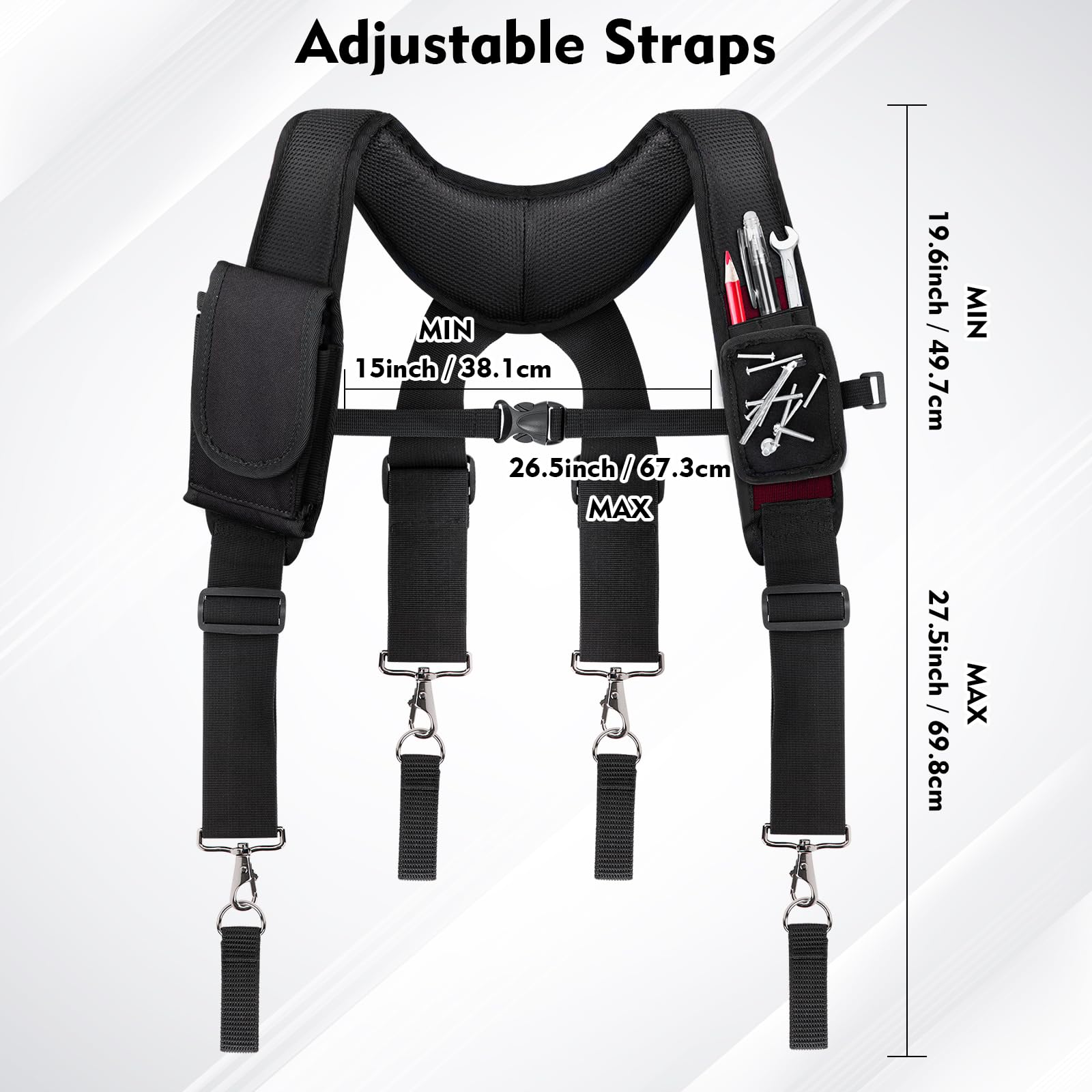 UMYLOV suspenders with magnetic wrist strap secure small parts on site.