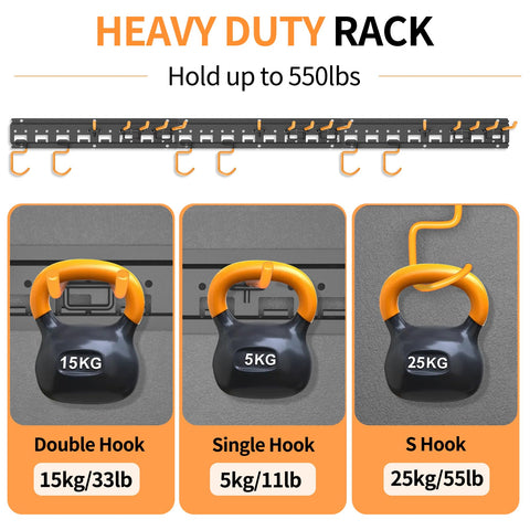 Unaikoo versatile storage for brooms, mops, shovels and more.