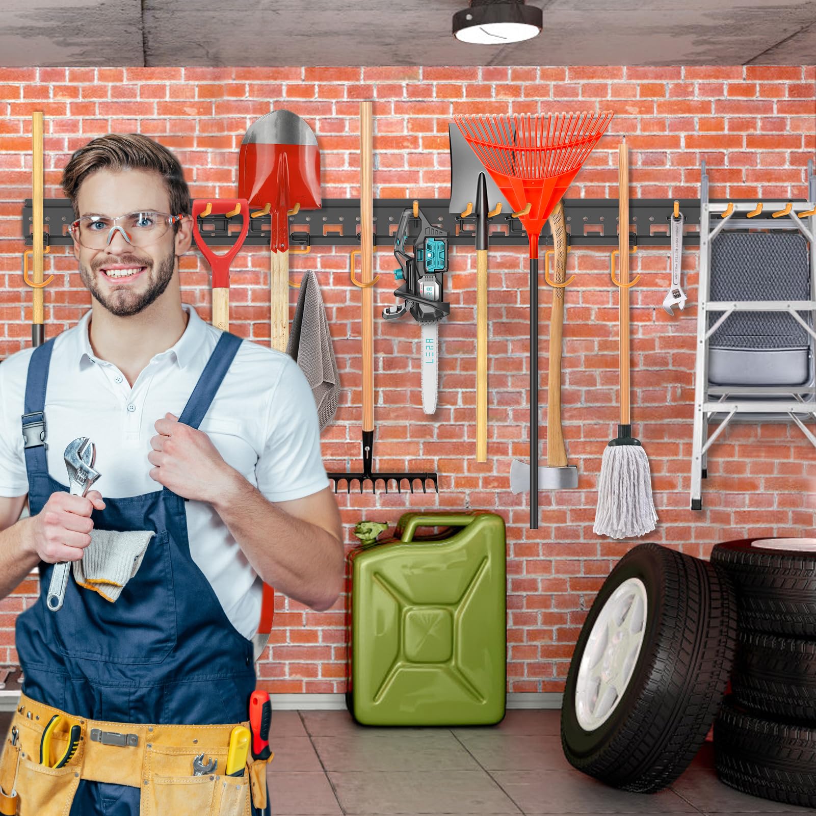 Unaikoo wall mount fits garages, sheds, and utility rooms.
