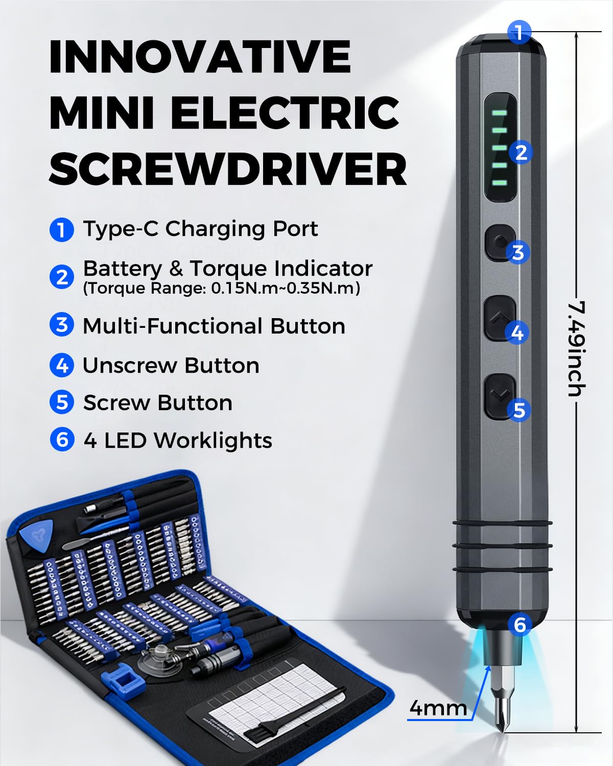 UnaMela LED light screwdriver illuminates tiny screws for precise work