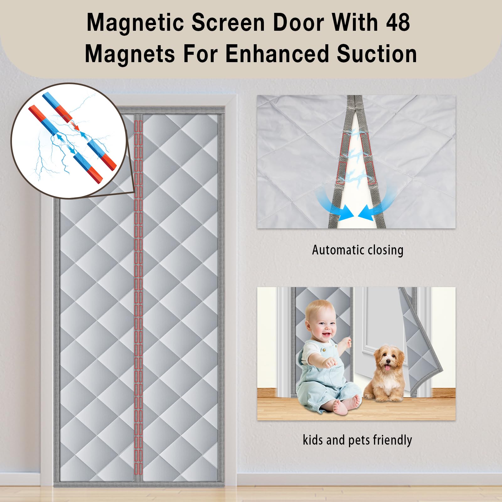 UNAOIWN magnetic closure sealing the doorway for seamless hands-free operation.