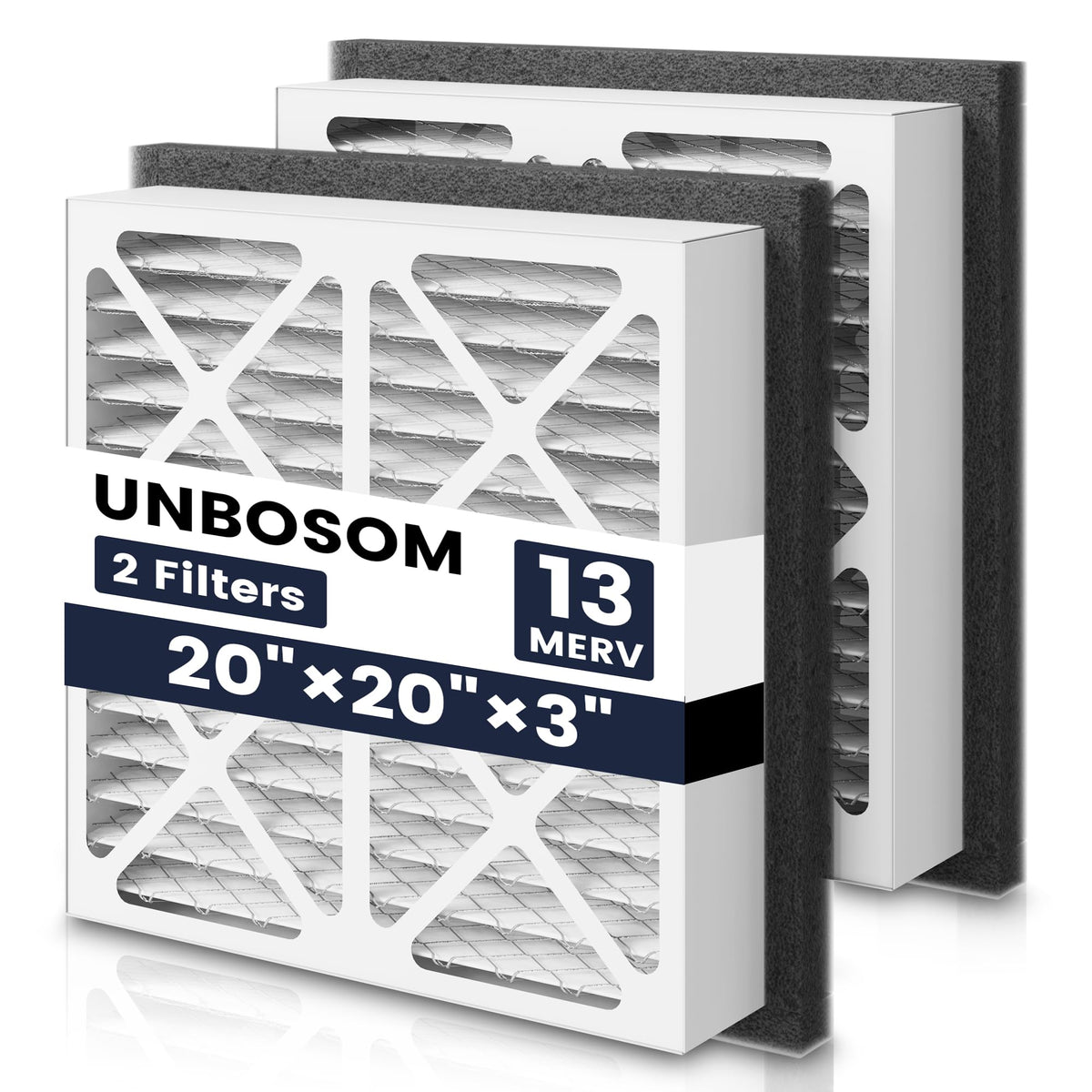 UNBOSOM 2-pack MERV-13 pleated filter for 20x20x3 improves air filtration