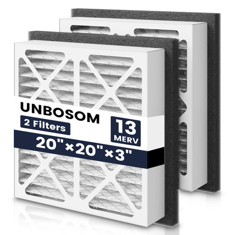 UNBOSOM 2-pack MERV-13 pleated filter for 20x20x3 improves air filtration