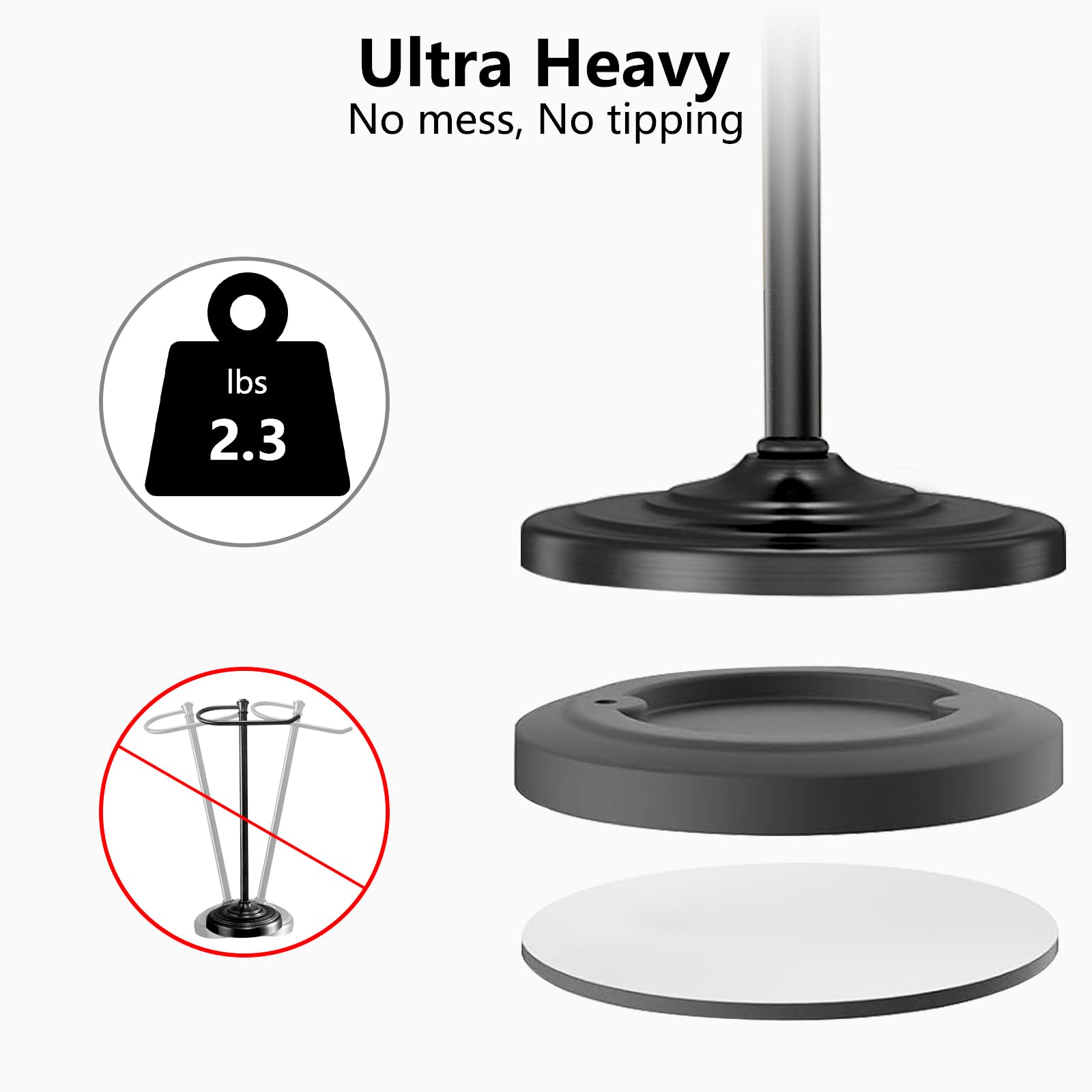 UNCONSIL stainless steel towel holder with weighted base for durability.