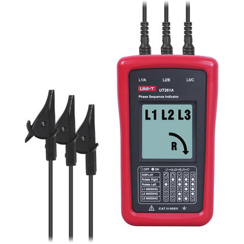 UNI-T UT261A rotation meter front view for phase sequence testing