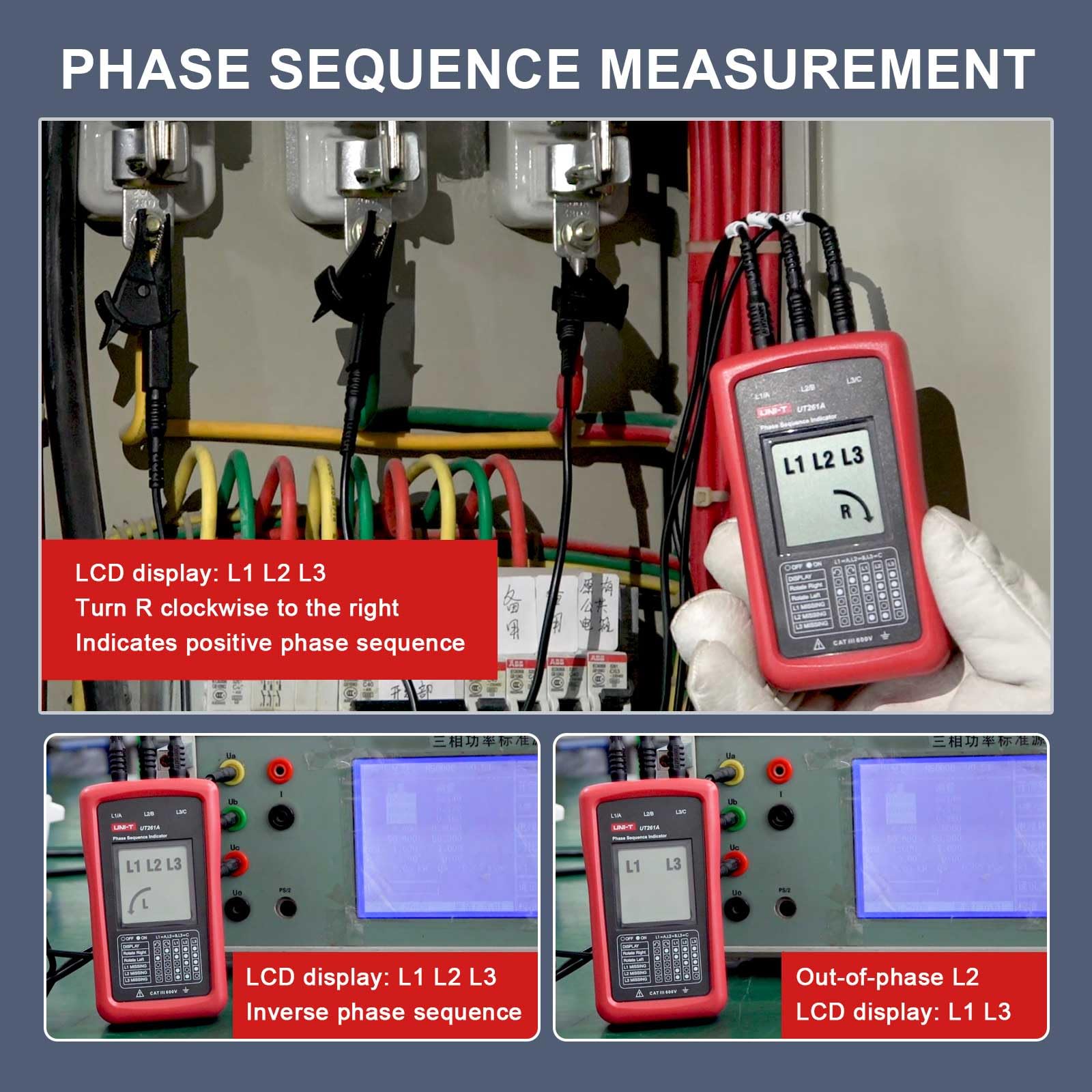 UNI-T UT261A testing leads with alligator clips for safe connections